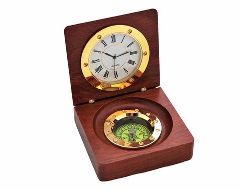 Compass and Clock Desk Set