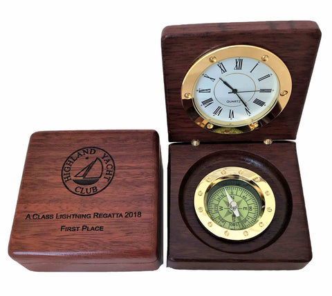 Compass and Clock Desk Set